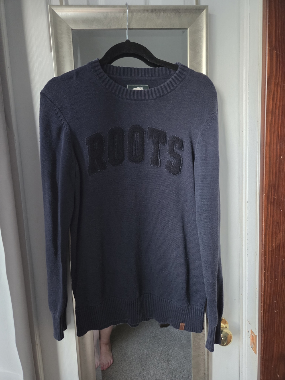 Roots Navy Crew Sweatshirt with Appliqué Logo